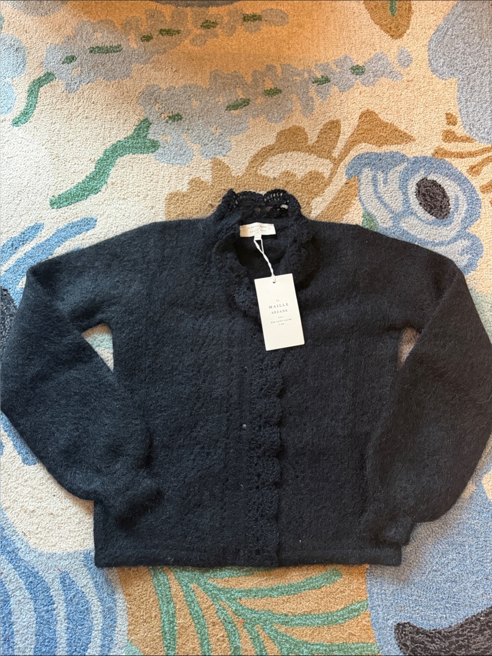 Sézane NWT Angie Scalloped-Edge Knit Cardigan Sweater